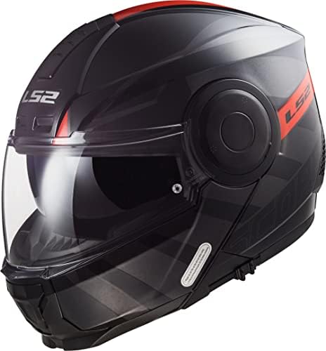 LS2, casco de moto modular SCOPE HAMR, negro brillante rojo titanio S