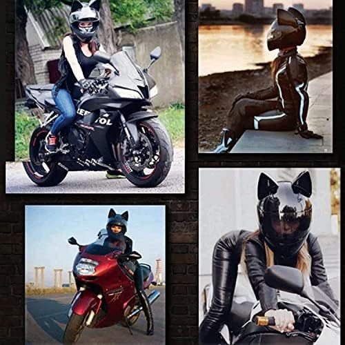 1687682199 51fC4ZE4dQL. AC Casco de motocicleta de cara completa con orejas de gato, casco de motocicleta aprobado por ECE, casco de Motocross con guantes y protector facial para hombres y mujeres