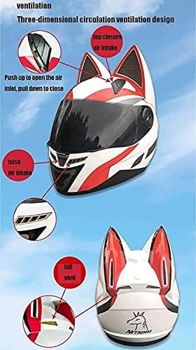 41abFBbfpLL. AC Casco de motocicleta de calle Orejas de gato Casco de cara completa Certificación Dot / ECEdot para hombres y mujeres Forma de carreras