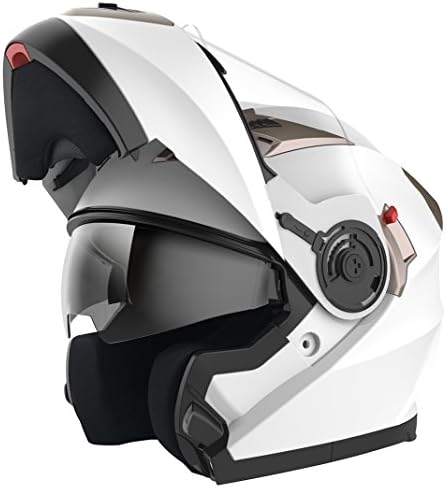 41cz6Cs2hWL. AC Casco de motocicleta modular aprobado por ECE - YEMA YM-925 Casco integral de motocicleta para scooter para mujeres, hombres y adultos con doble visera-Blanco-S