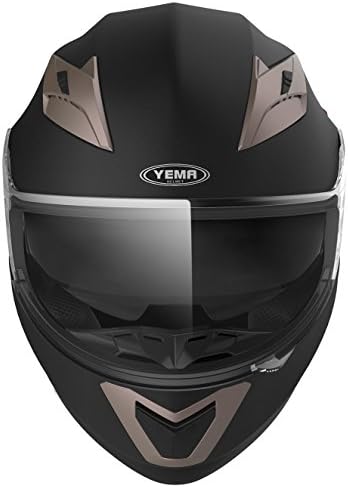 41shJJMiNOL. AC Casco de motocicleta de cara completa aprobado por ECE - YEMA YM-829 Casco de scooter de motocicleta de doble visera para mujeres, hombres y adultos - Negro mate-L