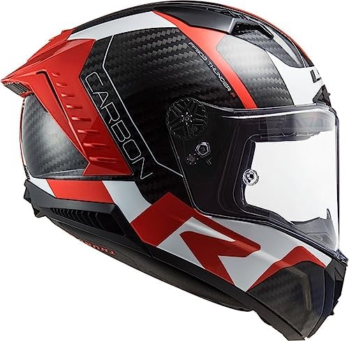 51 V8LKMJgL. AC LS2, casco integral de moto Thunder Carbon Racing Red blanco, S