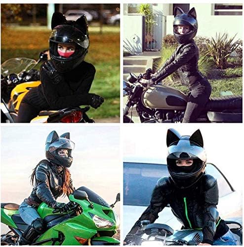 512e6vuV9YL. AC FDYD Casco de motocicleta de calle completa Casco de cara de gato Casco de oreja de gato Casco trenzado de orejas sucias