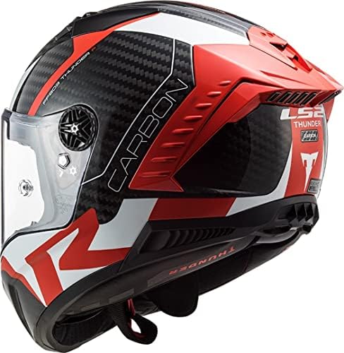 513DwyPmuRL. AC LS2, casco integral de moto Thunder Carbon Racing Red blanco, S