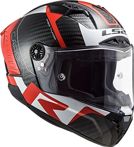 51AMYEeumFL. AC LS2, casco integral de moto Thunder Carbon Racing Red blanco, S