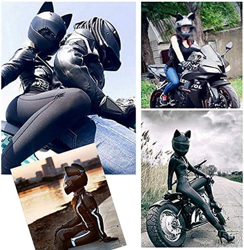 51GjFJOvmtL. AC Casco desmontable LXTIN con Orejas de gato, casco de motocicleta, versión mejorada creativa, casco con Orejas de gato, casco integral para motocicleta, negro XL
