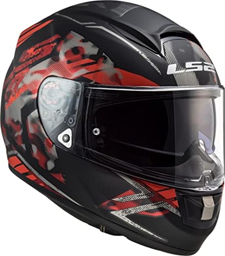 Casco de moto LS2 NC, hombre, negro/rojo, XL