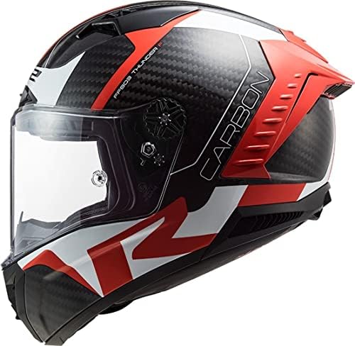 51moi2uadYL. AC LS2, casco integral de moto Thunder Carbon Racing Red blanco, S