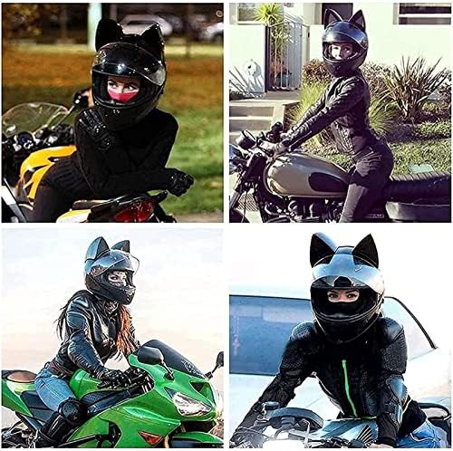 Casco de motocicleta con orejas de gato Cascos de motocicleta de cara completa Viseras Casco de motocross aprobado por DOT / ECE Casco de motocicleta de carreras de cara completa para adultos Hombres Mujeres (Color)