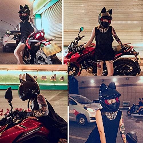 61dOeYGdrtL. AC Casco de motocicleta de calle Orejas de gato Casco de cara completa Certificación Dot / ECEdot para hombres y mujeres Forma de carreras