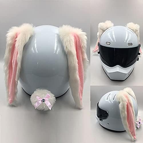 Casco de motocicleta decorado, lindas orejas de conejo con cola, adorno para casco, accesorios decorativos para casco de motocicleta (casco no incluido) A, sin corona
