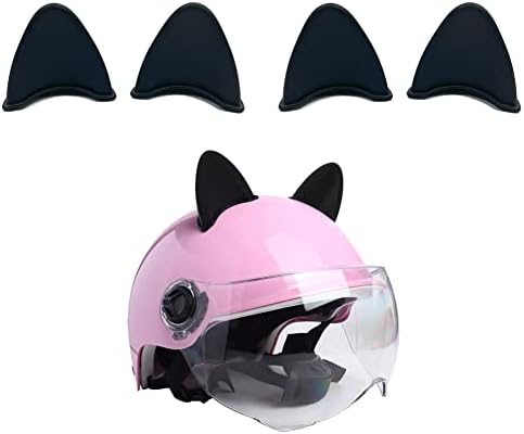 Decoración de casco de motocicleta, pegatina de oreja de gato para casco de motocicleta, kit de pegatinas de casco, bonito adorno de oreja de gato, calcomanías de decoración de casco de motocicleta (negro)