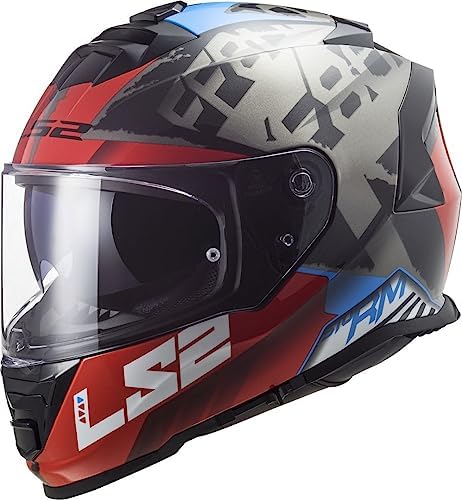 LS2, Casco Integral Moto Storm Sprinter Negro Titanio Rojo, XXL