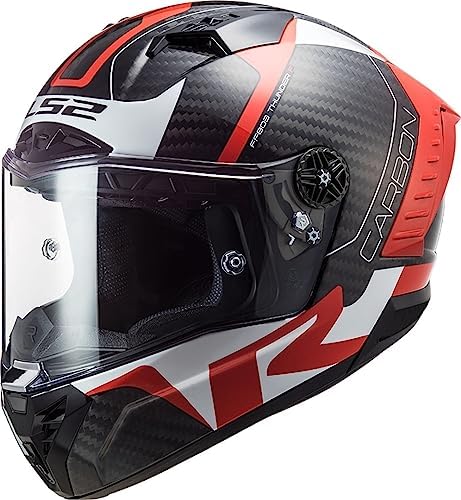 LS2, casco integral de moto Thunder Carbon Racing Red blanco, S