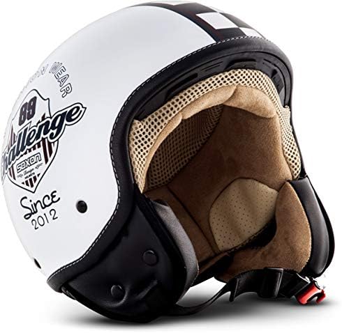Casco de moto Soxon SP-301 Demi-Jet, certificado ECE, incluye bolsa para casco, XS (53-54 cm), multicolor/Challenger