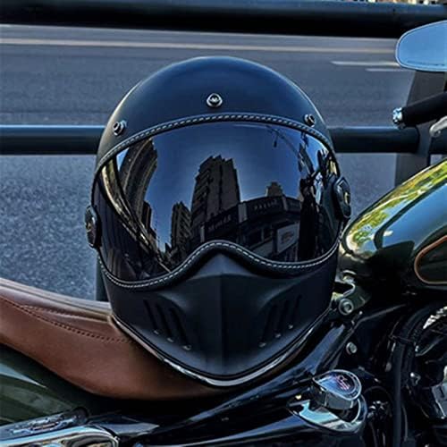 Cascos de motocicleta retro para hombres y mujeres Cascos modulares de motocicleta vintage con gafas Casco integral aprobado por ECE/DOT Casco Chopper Medio casco ATV ( Color : E , Size : XL=(61-)